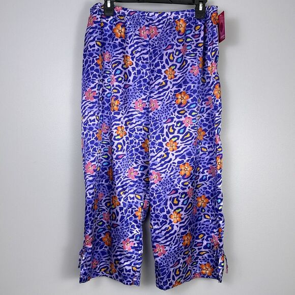 Vintage New Xhilaration 2001 Y2k Satin Pajama Pants Juniors XL Purple Animal NOS - Picture 6 of 8